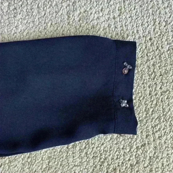 Zara Navy Long sleeve Shirt with rhinestones on collar and cuffs - Picture 3 of 5